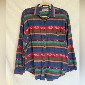 Vintage Multicolor Men's Western Button Down Shirt